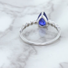 Load image into Gallery viewer, 1.22ct. Pear Blue Sapphire Ring with Diamond Accents in 18K White Gold