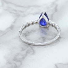 Load image into Gallery viewer, 1.22ct. Pear Blue Sapphire Ring with Diamond Accents in 18K White Gold