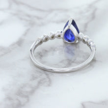Load image into Gallery viewer, 1.22ct. Pear Blue Sapphire Ring with Diamond Accents in 18K White Gold