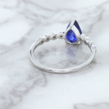 Load image into Gallery viewer, 1.22ct. Pear Blue Sapphire Ring with Diamond Accents in 18K White Gold