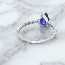 Load image into Gallery viewer, 1.22ct. Pear Blue Sapphire Ring with Diamond Accents in 18K White Gold
