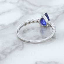 Load image into Gallery viewer, 1.22ct. Pear Blue Sapphire Ring with Diamond Accents in 18K White Gold