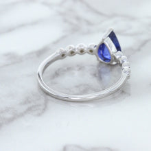 Load image into Gallery viewer, 1.22ct. Pear Blue Sapphire Ring with Diamond Accents in 18K White Gold