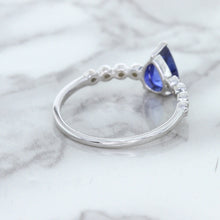 Load image into Gallery viewer, 1.22ct. Pear Blue Sapphire Ring with Diamond Accents in 18K White Gold