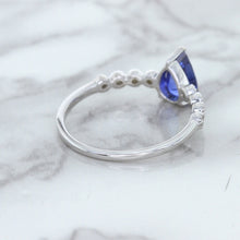Load image into Gallery viewer, 1.22ct. Pear Blue Sapphire Ring with Diamond Accents in 18K White Gold