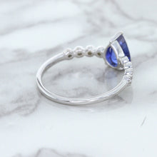 Load image into Gallery viewer, 1.22ct. Pear Blue Sapphire Ring with Diamond Accents in 18K White Gold