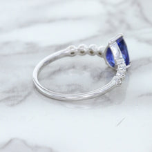 Load image into Gallery viewer, 1.22ct. Pear Blue Sapphire Ring with Diamond Accents in 18K White Gold