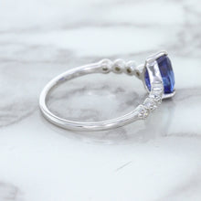 Load image into Gallery viewer, 1.22ct. Pear Blue Sapphire Ring with Diamond Accents in 18K White Gold