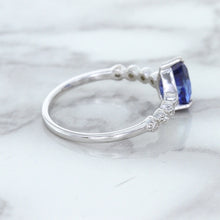 Load image into Gallery viewer, 1.22ct. Pear Blue Sapphire Ring with Diamond Accents in 18K White Gold