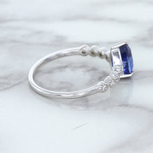 Load image into Gallery viewer, 1.22ct. Pear Blue Sapphire Ring with Diamond Accents in 18K White Gold