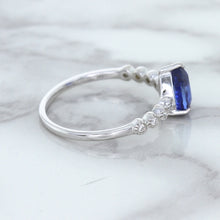 Load image into Gallery viewer, 1.22ct. Pear Blue Sapphire Ring with Diamond Accents in 18K White Gold
