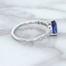 Load image into Gallery viewer, 1.22ct. Pear Blue Sapphire Ring with Diamond Accents in 18K White Gold