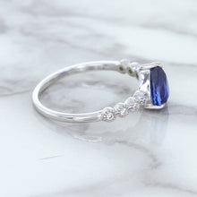 Load image into Gallery viewer, 1.22ct. Pear Blue Sapphire Ring with Diamond Accents in 18K White Gold