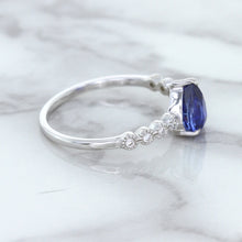 Load image into Gallery viewer, 1.22ct. Pear Blue Sapphire Ring with Diamond Accents in 18K White Gold