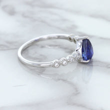 Load image into Gallery viewer, 1.22ct. Pear Blue Sapphire Ring with Diamond Accents in 18K White Gold