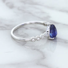 Load image into Gallery viewer, 1.22ct. Pear Blue Sapphire Ring with Diamond Accents in 18K White Gold