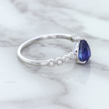 Load image into Gallery viewer, 1.22ct. Pear Blue Sapphire Ring with Diamond Accents in 18K White Gold