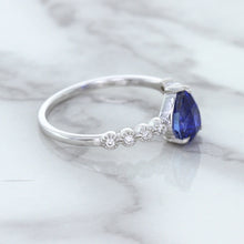 Load image into Gallery viewer, 1.22ct. Pear Blue Sapphire Ring with Diamond Accents in 18K White Gold
