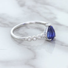 Load image into Gallery viewer, 1.22ct. Pear Blue Sapphire Ring with Diamond Accents in 18K White Gold