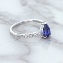 Load image into Gallery viewer, 1.22ct. Pear Blue Sapphire Ring with Diamond Accents in 18K White Gold