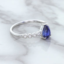 Load image into Gallery viewer, 1.22ct. Pear Blue Sapphire Ring with Diamond Accents in 18K White Gold