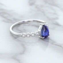 Load image into Gallery viewer, 1.22ct. Pear Blue Sapphire Ring with Diamond Accents in 18K White Gold
