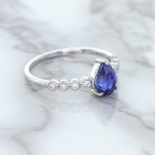 Load image into Gallery viewer, 1.22ct. Pear Blue Sapphire Ring with Diamond Accents in 18K White Gold