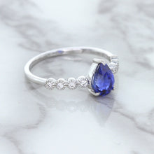 Load image into Gallery viewer, 1.22ct. Pear Blue Sapphire Ring with Diamond Accents in 18K White Gold