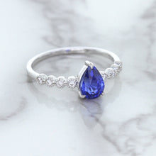 Load image into Gallery viewer, 1.22ct. Pear Blue Sapphire Ring with Diamond Accents in 18K White Gold