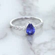 Load image into Gallery viewer, 1.22ct. Pear Blue Sapphire Ring with Diamond Accents in 18K White Gold