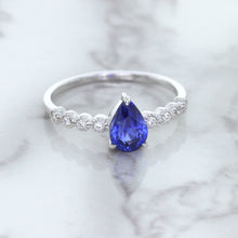 Load image into Gallery viewer, 1.22ct. Pear Blue Sapphire Ring with Diamond Accents in 18K White Gold