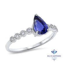 Load image into Gallery viewer, 1.22ct. Pear Blue Sapphire Ring with Diamond Accents in 18K White Gold