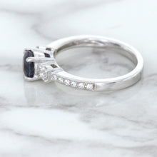 Load image into Gallery viewer, 1.07ct Round Blue Sapphire Ring with Diamond Accents in 18K White Gold