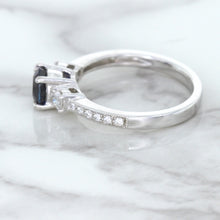 Load image into Gallery viewer, 1.07ct Round Blue Sapphire Ring with Diamond Accents in 18K White Gold