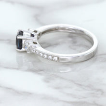 Load image into Gallery viewer, 1.07ct Round Blue Sapphire Ring with Diamond Accents in 18K White Gold
