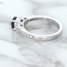 Load image into Gallery viewer, 1.07ct Round Blue Sapphire Ring with Diamond Accents in 18K White Gold