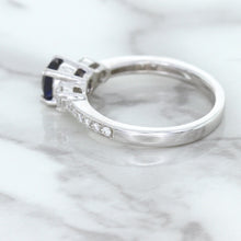 Load image into Gallery viewer, 1.07ct Round Blue Sapphire Ring with Diamond Accents in 18K White Gold