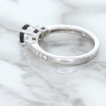 Load image into Gallery viewer, 1.07ct Round Blue Sapphire Ring with Diamond Accents in 18K White Gold