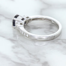 Load image into Gallery viewer, 1.07ct Round Blue Sapphire Ring with Diamond Accents in 18K White Gold
