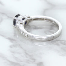 Load image into Gallery viewer, 1.07ct Round Blue Sapphire Ring with Diamond Accents in 18K White Gold