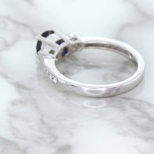 Load image into Gallery viewer, 1.07ct Round Blue Sapphire Ring with Diamond Accents in 18K White Gold