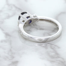 Load image into Gallery viewer, 1.07ct Round Blue Sapphire Ring with Diamond Accents in 18K White Gold
