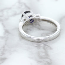 Load image into Gallery viewer, 1.07ct Round Blue Sapphire Ring with Diamond Accents in 18K White Gold