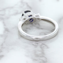 Load image into Gallery viewer, 1.07ct Round Blue Sapphire Ring with Diamond Accents in 18K White Gold