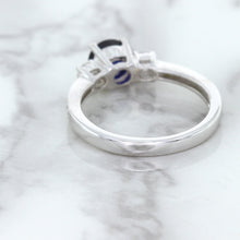 Load image into Gallery viewer, 1.07ct Round Blue Sapphire Ring with Diamond Accents in 18K White Gold