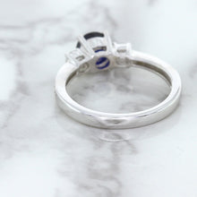 Load image into Gallery viewer, 1.07ct Round Blue Sapphire Ring with Diamond Accents in 18K White Gold
