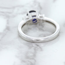 Load image into Gallery viewer, 1.07ct Round Blue Sapphire Ring with Diamond Accents in 18K White Gold