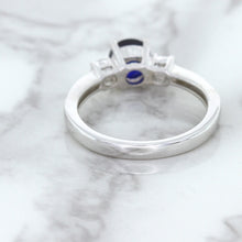 Load image into Gallery viewer, 1.07ct Round Blue Sapphire Ring with Diamond Accents in 18K White Gold