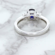 Load image into Gallery viewer, 1.07ct Round Blue Sapphire Ring with Diamond Accents in 18K White Gold
