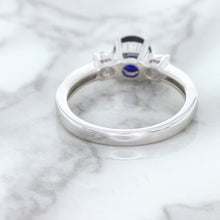 Load image into Gallery viewer, 1.07ct Round Blue Sapphire Ring with Diamond Accents in 18K White Gold